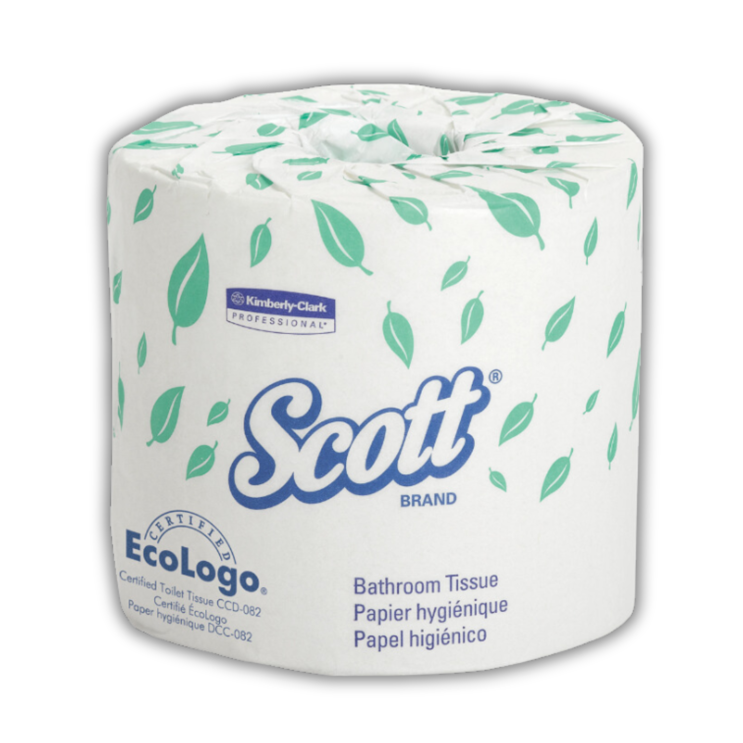 single roll of toilet paper wrapped in "scott" brand paper