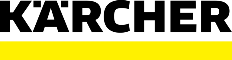 Kärcher logo-- the word Karcher in black with a thick yellow underline